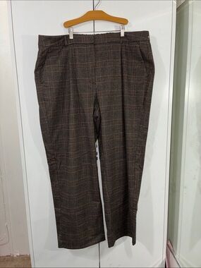Old Navy 2X Taylor Wide Leg Trouser Brown Plaid Extra High Rise Plus Size